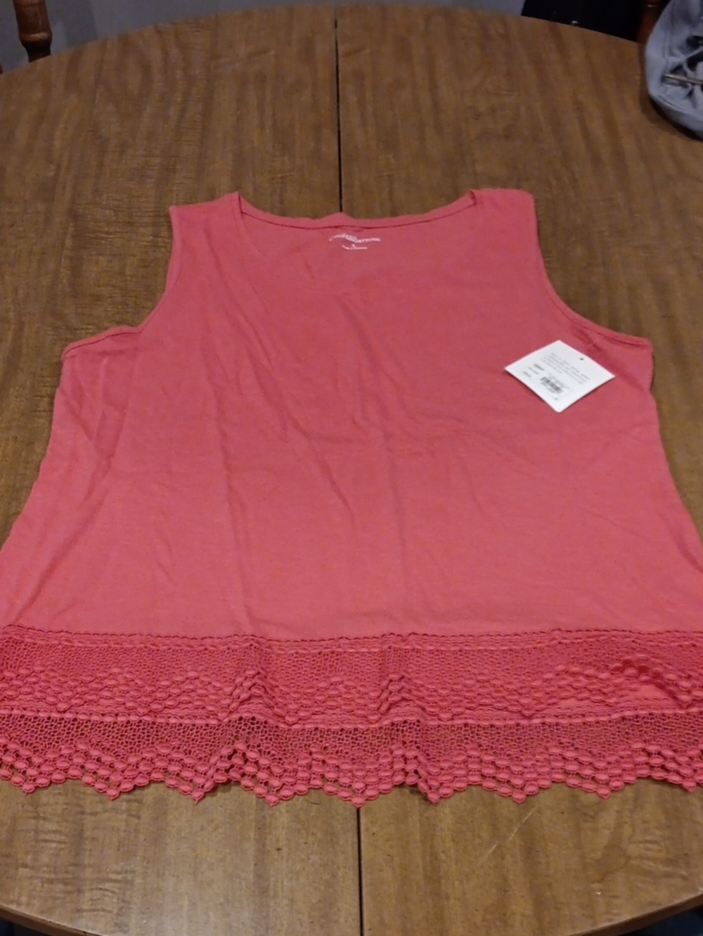 croft & barrow Coral Crochet-Hem Tank Top
